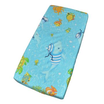 Cearceaf din bumbac cu elastic Nichiduta 120x60 cm Marine life