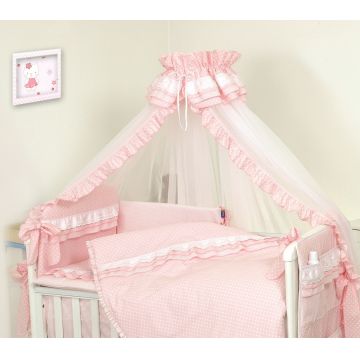 Lenjerie 3 piese cu protectie laterala Baby Chic din bumbac 120x60 cm roz