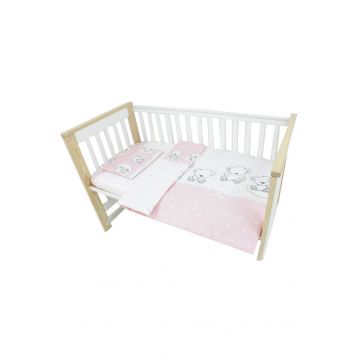 Lenjerie 3 piese, Prichindel, Ursulet sir roz,120x60 cm