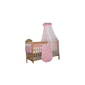 Lenjerie cu baldachin, 8 piese, Princess roz, 120 x 60 cm