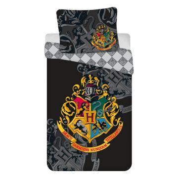 Lenjerie de pat din bumbac pentru copii Jerry Fabrics Harry Potter, 140 x 200 cm, negru