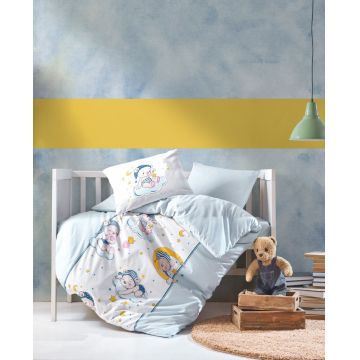 Lenjerie patut cu 4 piese Baby Ranforce Bear Blue