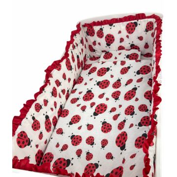 Lenjerie patut cu 5 piese Buburuze 140x70 cm Lenjerie patut cu 5 piese Buburuze 140x70 cm