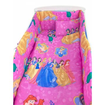 Lenjerie patut cu 5 piese Printese din poveste 140x70 cm Lenjerie patut cu 5 piese Printese din poveste 140x70 cm