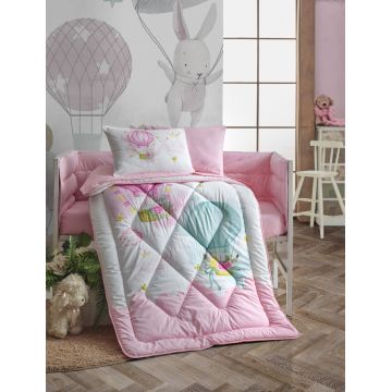 Lenjerie patut cu 6 piese Baby Ranforce Little Princess Pink