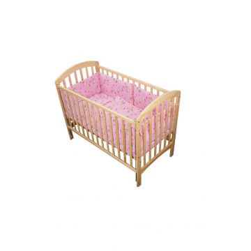 Lenjerie patut Hello Kitty, 4 piese roz deschis, 120x60 cm
