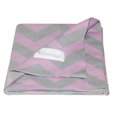 Pătură din bumbac pentru copii Kindsgut Zigzag, 80 x 100 cm, roz-bej Pătură din bumbac pentru copii Kindsgut Zigzag, 80 x 100 cm, roz-bej