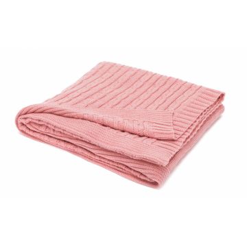 Patura tricotata 100 bumbac 100x80cm pink Fillikid