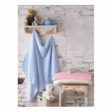 Paturica moale super soft Emboss Blanket Blue 100x120 cm