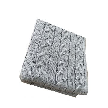 Paturica tricotata din acril, Zola, gri, 90x90 cm