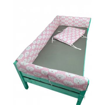 Set aparatori laterale Maxi pentru pat Montessori 120x200 cm Nori Zambareti roz