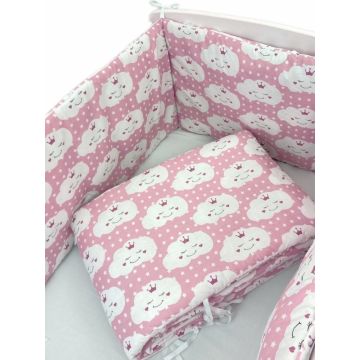 Set de aparatori pufoase h35 pat 120x60 cm DeLuxe Norisori zambareti roz