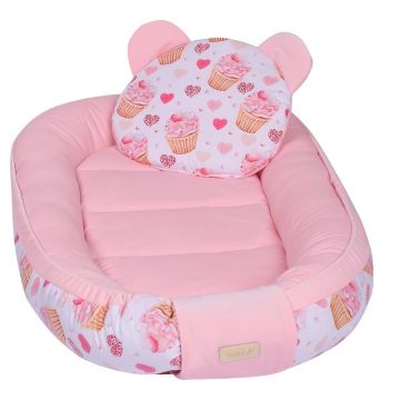 Baby Nest multifunctional catifea si bumbac Powder Cupcake