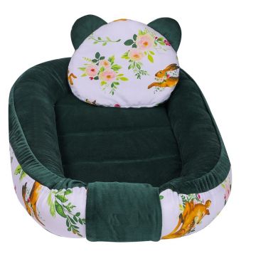 Baby Nest multifunctional catifea si bumbac Spring Forest