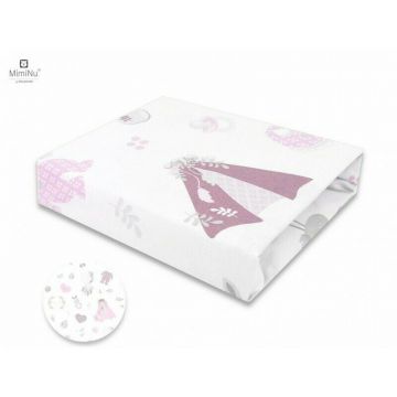 Cearceaf cu elastic din bumbac pentru pat 160x80 cm Baby Shower Pink