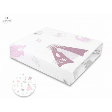 Cearceaf cu elastic Miminu din bumbac 160x80 cm Baby Shower Pink