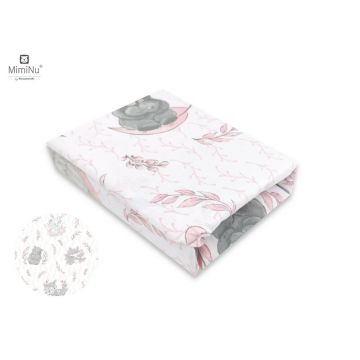 Cearceaf cu elastic MimiNu pentru patut 120X60 cm din bumbac Lulu Rose