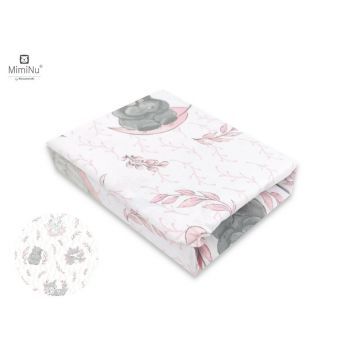 Cearceaf cu elastic MimiNu pentru patut 120X60 cm din bumbac Lulu Rose