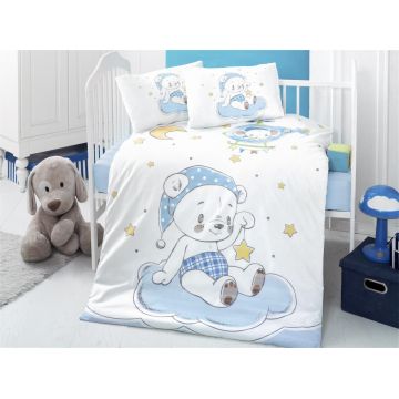 Lenjerie de pat pentru copii, Patik, Goodnight, 4 piese, 100% bumbac ranforce, multicolor