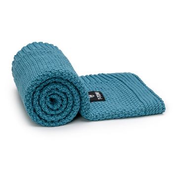 Pătură pentru copii albastru-închis din bumbac tricotată 80x100 cm Spring – T-TOMI