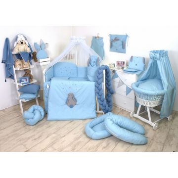 Paturica de infasat multifunctionala Fluffy bumbac blue 78x78cm Amy