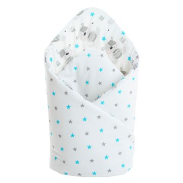 Paturica de infasat nou-nascut Teddy Blue 75 x 75 cm