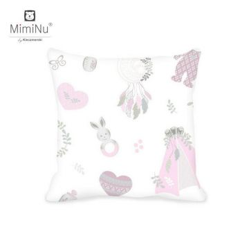 Perna clasica de dormit cu husa detasabila cu fermoar din bumbac 40x40 cm Baby shower pink