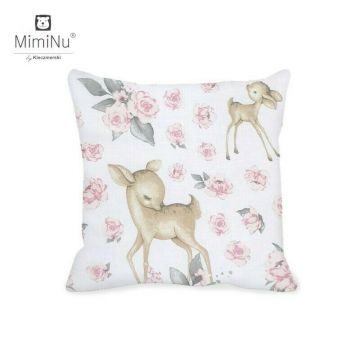 Perna clasica de dormit cu husa detasabila cu fermoar din bumbac 40x40 cm Sweet Deer Pink