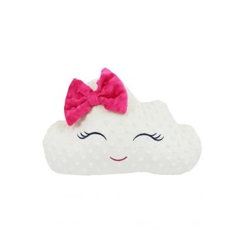 Perna minky, Lady, crem cu fundita roz, 40 x 25 cm