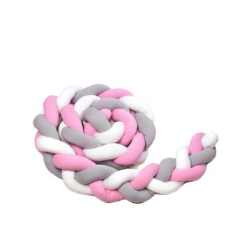 Protecție tricotată din bumbac T-TOMI, lungime 360 cm, roz - gri - alb