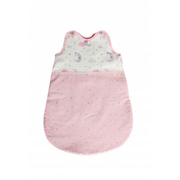 Sac de dormit de vara 0-6 luni cu broderie Pink Moons Stars