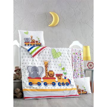 Set lenjerie 6 piese Bumbac Ranforce Madagascar 120x60 cm