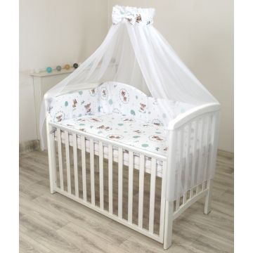 Set lenjerie din bumbac cu protectie laterala pentru pat bebe 120 x 60 cm Caprioara mica Amy