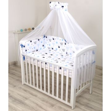 Set lenjerie din bumbac cu protectie laterala pentru pat bebe 120 x 60 cm Print Amy