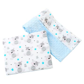 Set paturica 75x100 cm si perna 35x30 cm Minky Teddy Blue