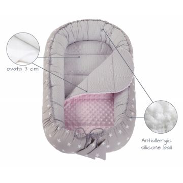 Babynest 2 in 1 din bumbac Solo Stars Pink