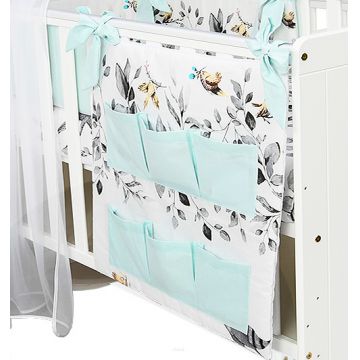 Organizator pentru patut 6 compartimente Gray Deer Mint