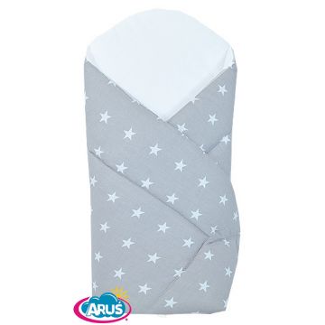 Paturica de infasat multifunctionala standard 80x80 cm White Stars on gray