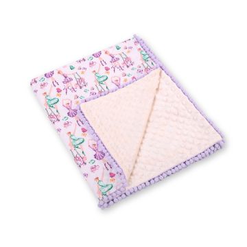 Paturica din bumbac cu doua fete 90x75 cm Minky Ballerinas Lilac