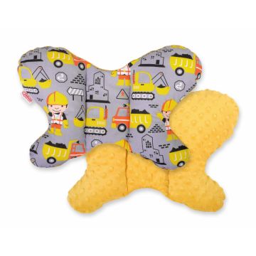 Perna bebelusi cu doua fete Butterfly Minky Excavators Yellow