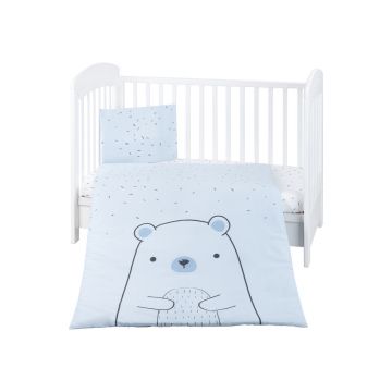 Set lenjerie patut cu 3 piese KikkaBoo Bear with me Blue