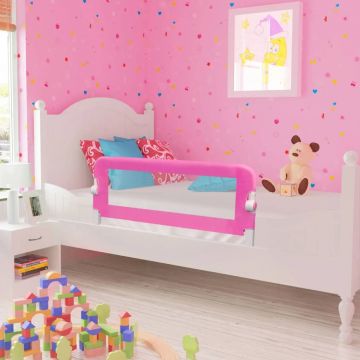 vidaXL Balustradă de pat protecție copii, 2 buc., roz, 102 x 42 cm