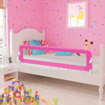 vidaXL Balustradă de pat protecție copii, 2 buc., roz, 150 x 42 cm