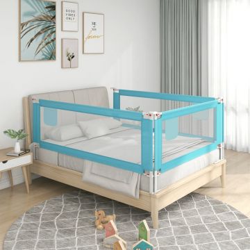 vidaXL Balustradă de protecție pat copii, albastru, 100x25 cm, textil
