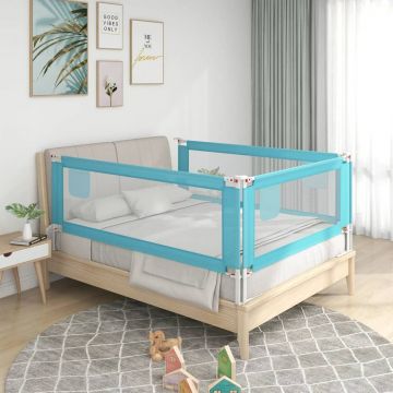 vidaXL Balustradă de protecție pat copii, albastru, 180x25 cm, textil