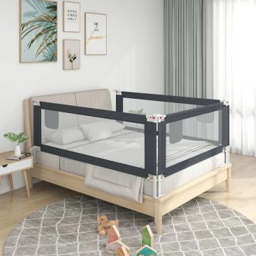 vidaXL Balustradă de protecție pat copii, gri închis, 150x25 cm textil