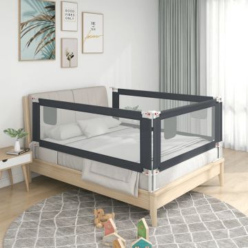 vidaXL Balustradă de protecție pat copii, gri închis, 190x25 cm textil