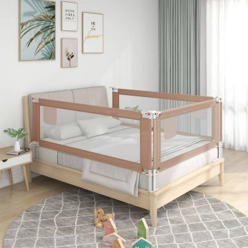 vidaXL Balustradă de protecție pat copii, gri taupe, 180x25 cm, textil