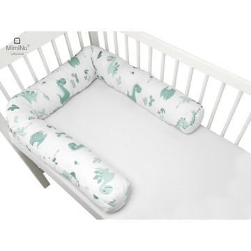 Aparatoare tip rulou pentru patut MimiNu lungime 180 cm bumbac Dino Mint