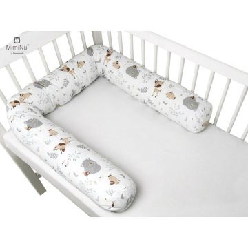 Aparatoare tip rulou pentru patut MimiNu lungime 180 cm bumbac Forest Friends Beige